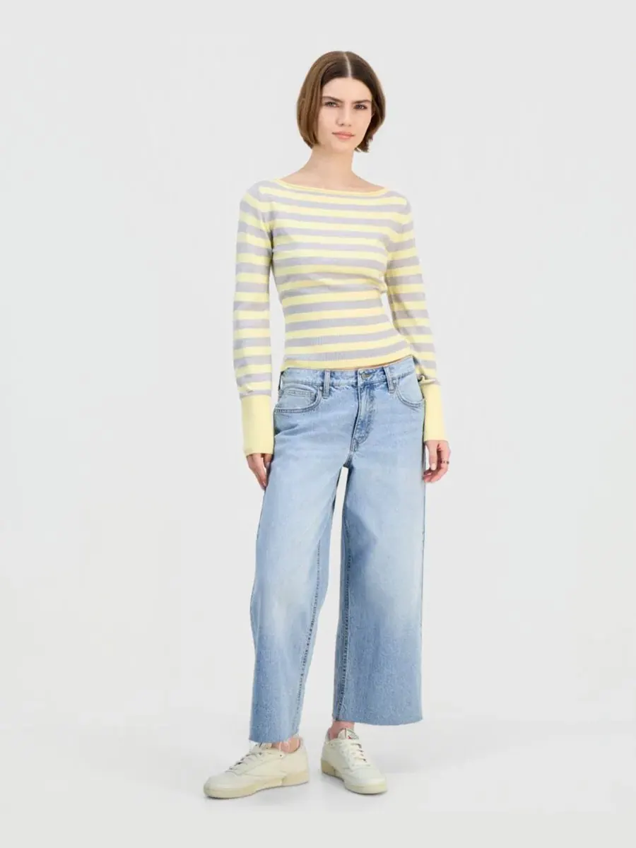 Джинсы с широкими штанинами и необработанным краем, модель Raw-Hem Wide-Leg Celebrity Pink, Biathlon — изображение 6 из 8