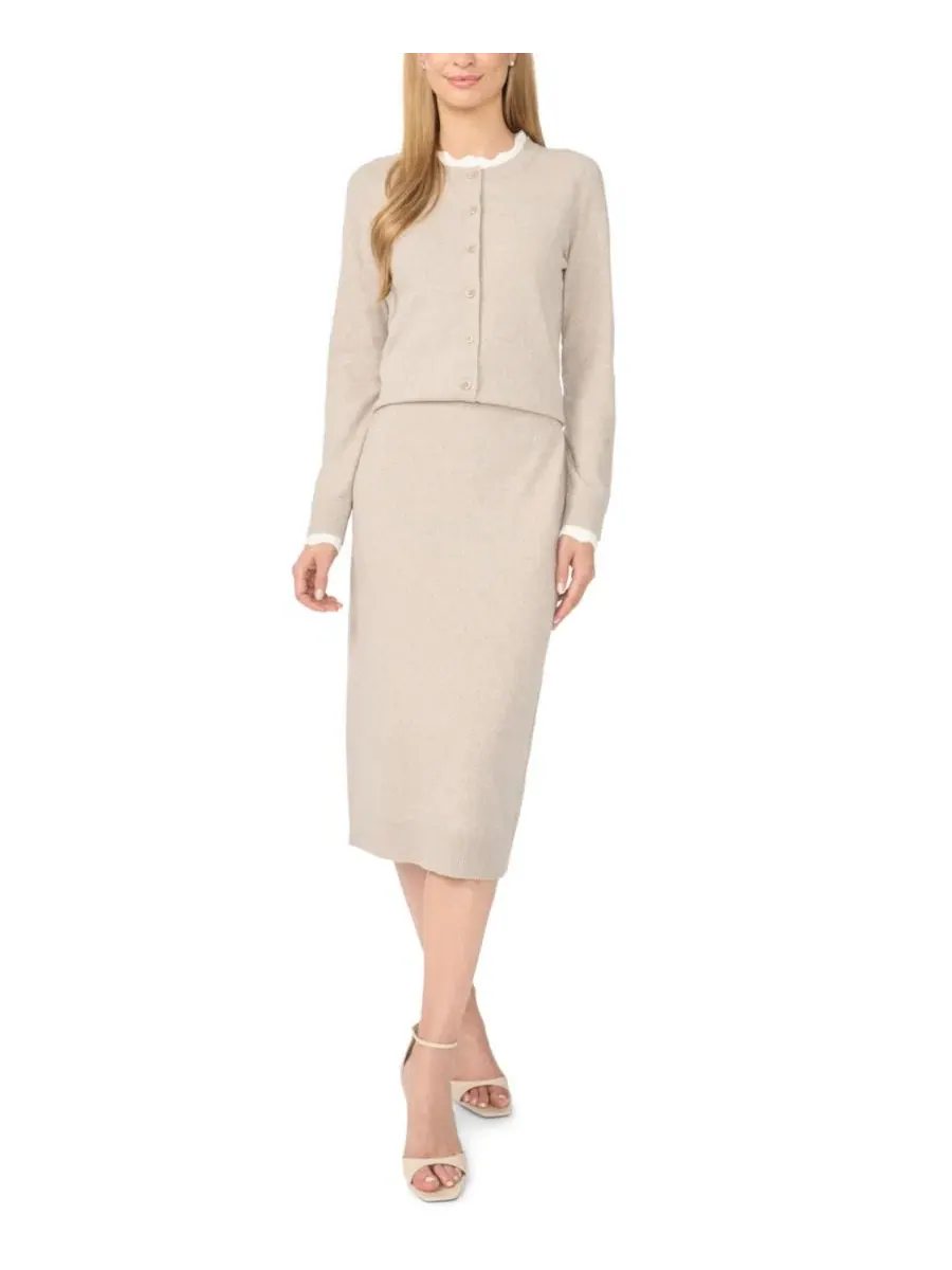 Юбка-карандаш миди с боковым швом CeCe, Light Heather Taupe — изображение 2 из 6