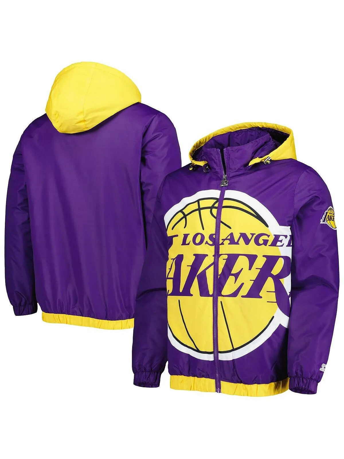 Мужская фиолетовая куртка с капюшоном Los Angeles Lakers The Triple Double с молнией во всю длину