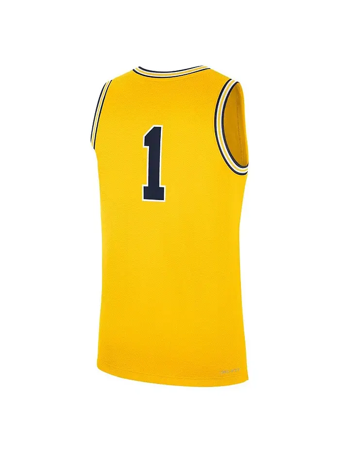 Мужская реплика альтернативной футболки Michigan Wolverines 1 Maize Jordan — изображение 3 из 3