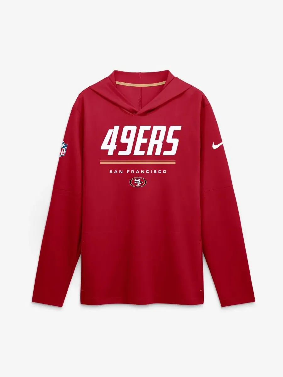 Лонгслив с капюшоном с длинным рукавом San Francisco 49ers Sideline Lightweight Dri-FIT Nike