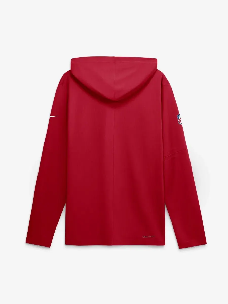 Лонгслив с капюшоном с длинным рукавом San Francisco 49ers Sideline Lightweight Dri-FIT Nike — изображение 2 из 2, алый
