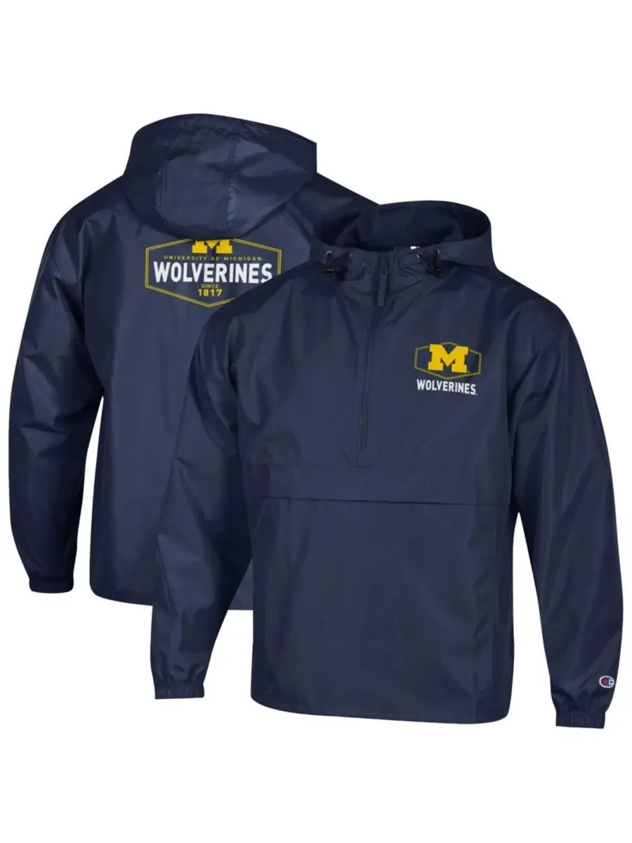 Куртка-ветровка мужская с капюшоном, на молнии, с принтом, Michigan Wolverines Champion