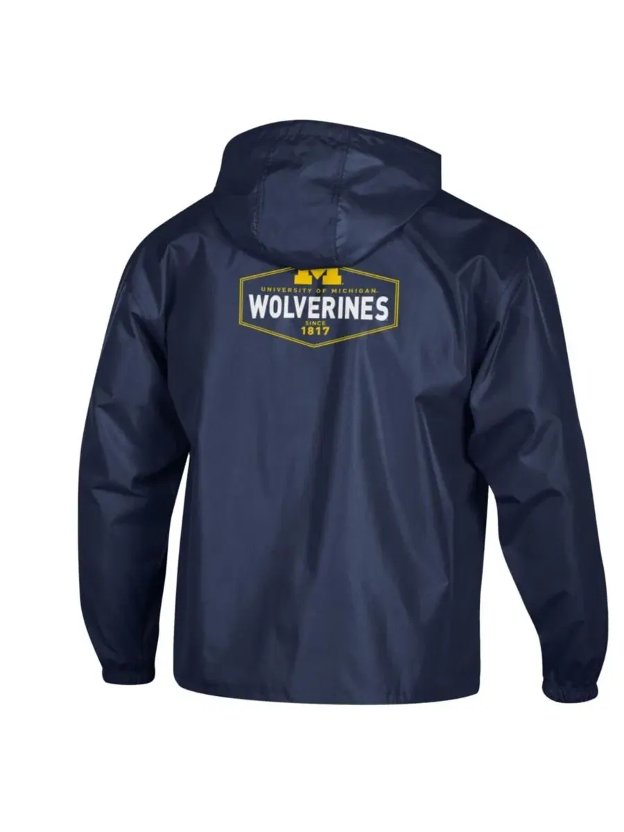 Куртка-ветровка мужская с капюшоном, на молнии, с принтом, Michigan Wolverines Champion — изображение 3 из 3, темно-синий
