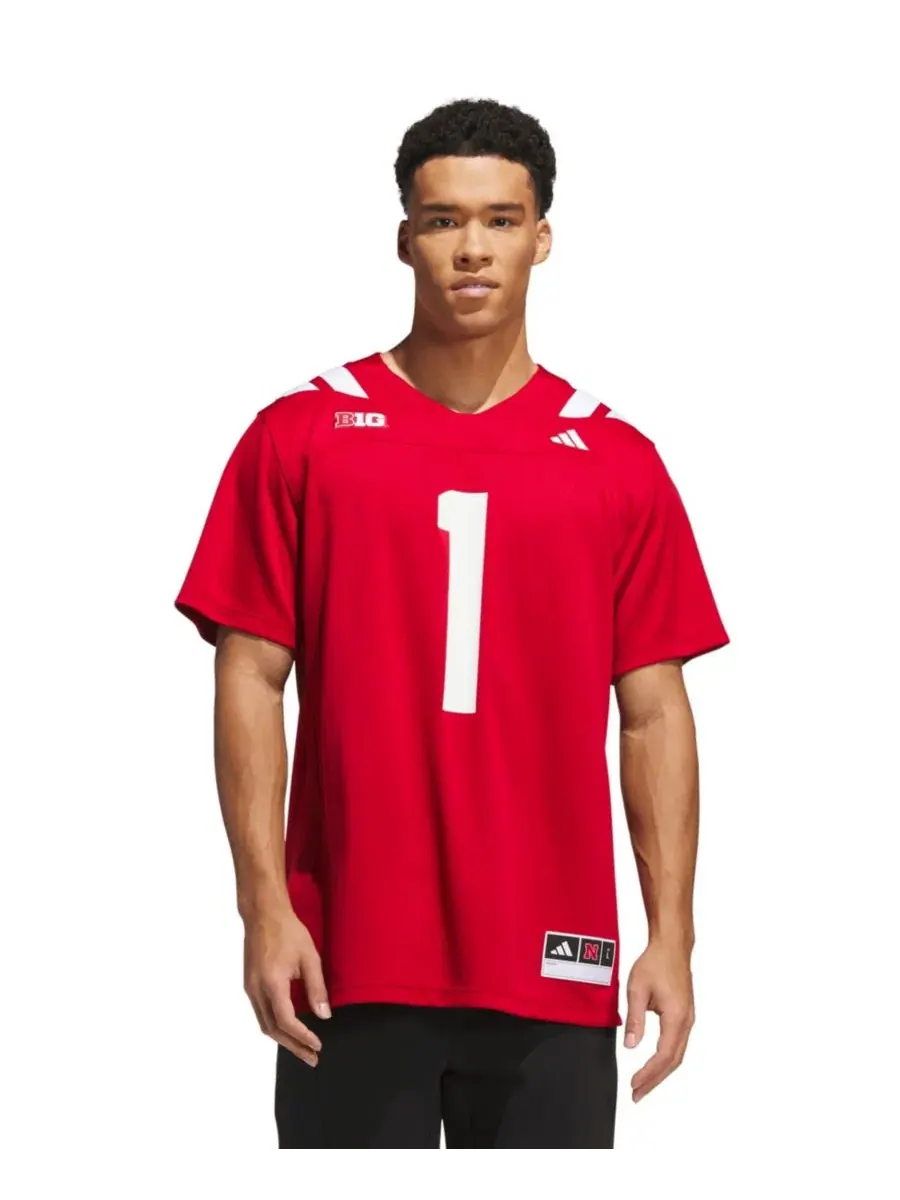 Мужская футболка-джерси с номером 1, модель Nebraska Huskers Home Premier adidas