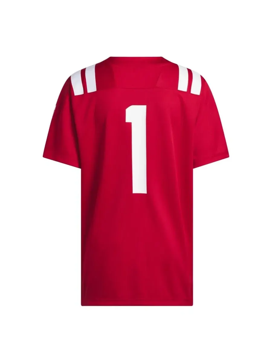 Мужская футболка-джерси с номером 1, модель Nebraska Huskers Home Premier adidas — изображение 3 из 5, алый