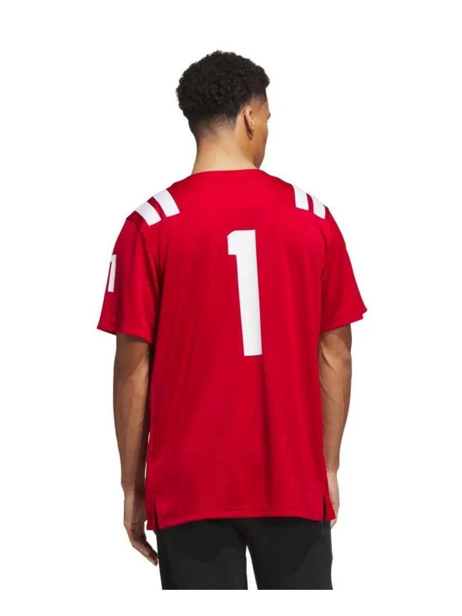 Мужская футболка-джерси с номером 1, модель Nebraska Huskers Home Premier adidas — изображение 4 из 5, алый