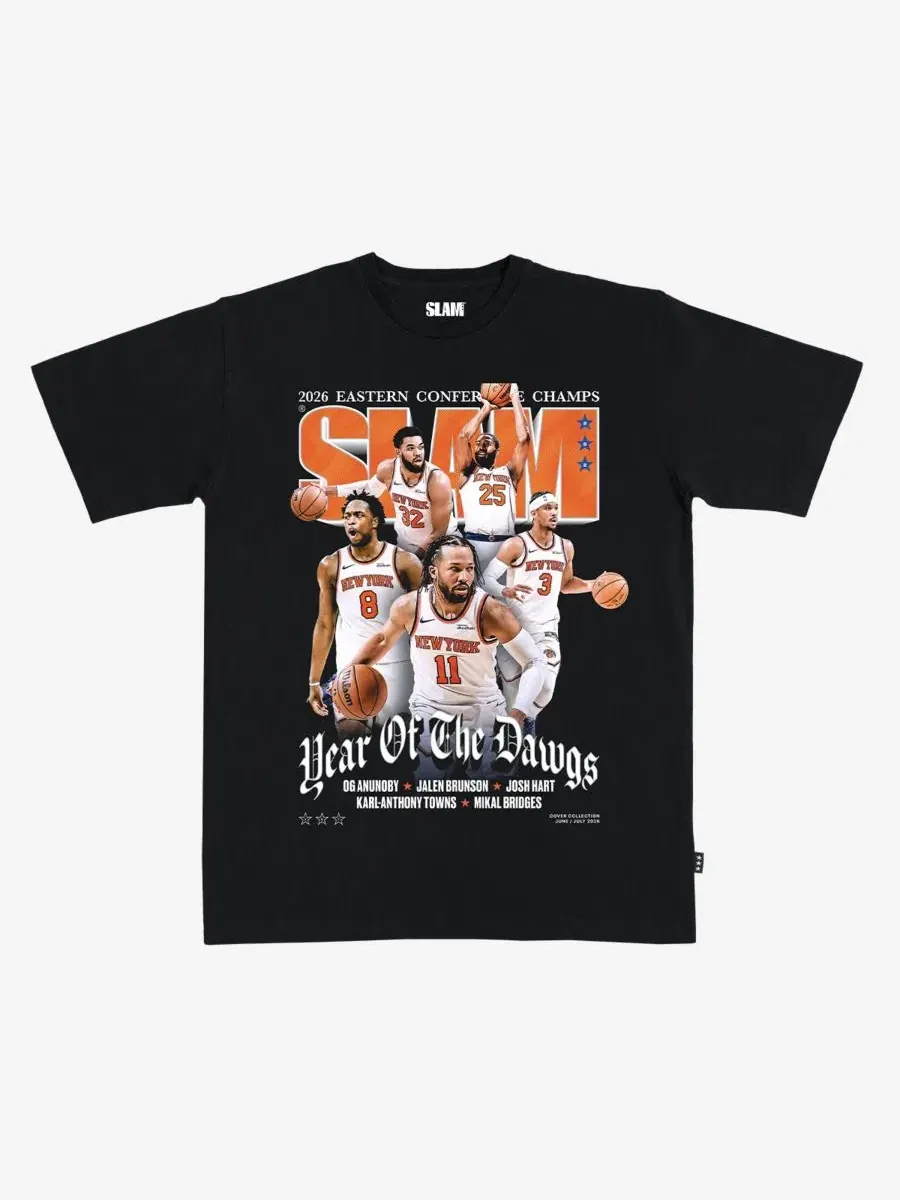 Футболка с принтом Starting Five Black New York Knicks 2026 NBA Eastern Conference Champions Cover