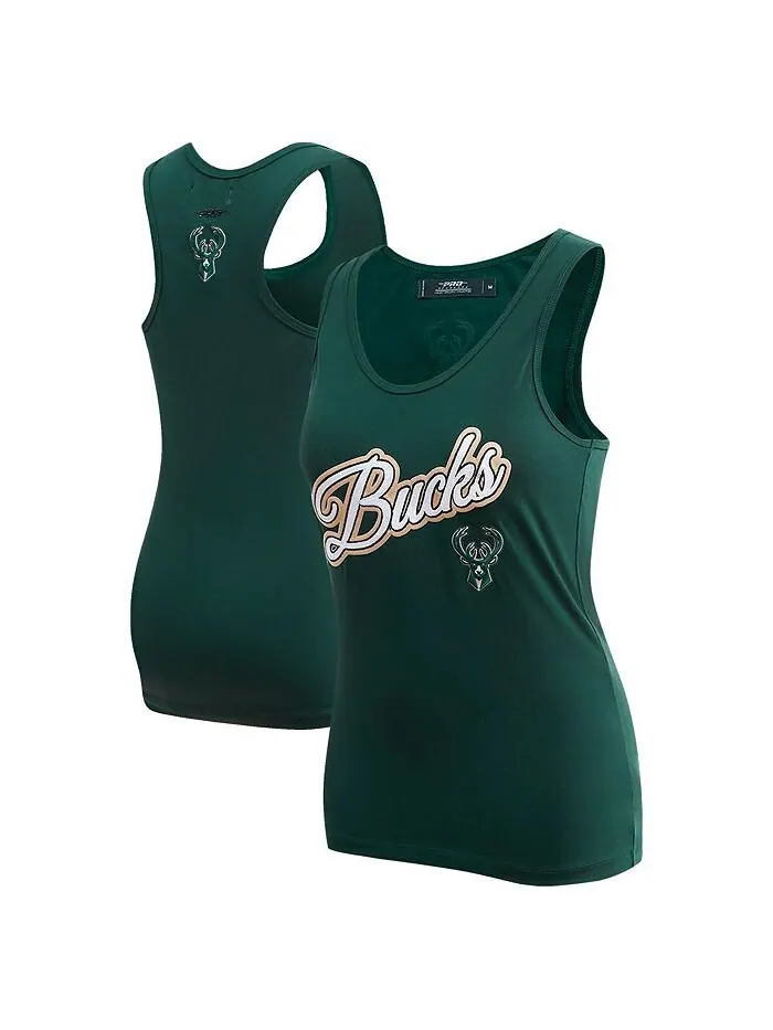 Женская зеленая майка Hunter Milwaukee Bucks Script Pro Standard
