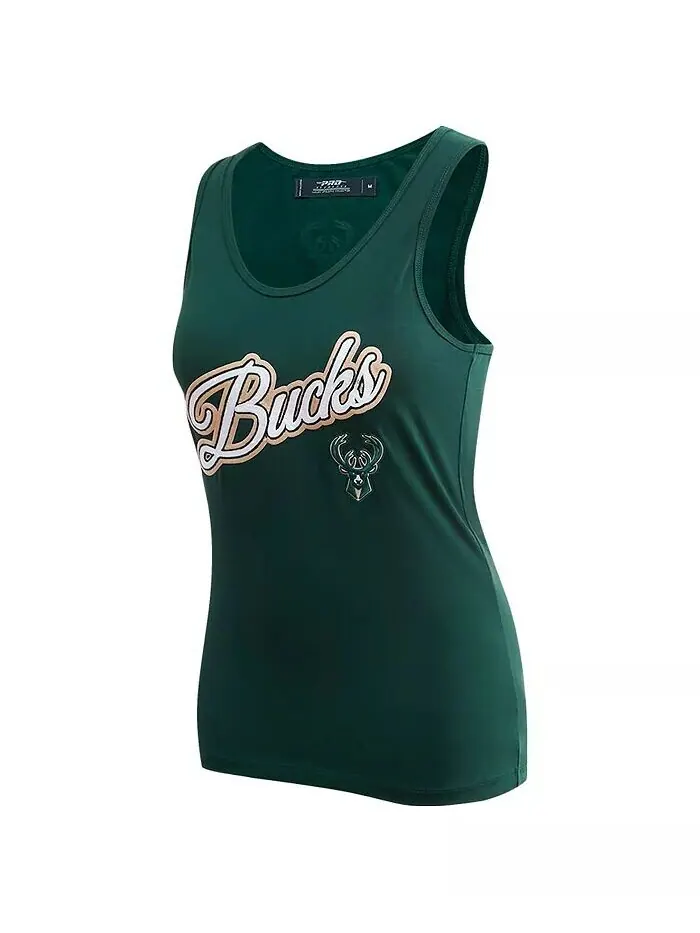 Женская зеленая майка Hunter Milwaukee Bucks Script Pro Standard — изображение 3 из 3