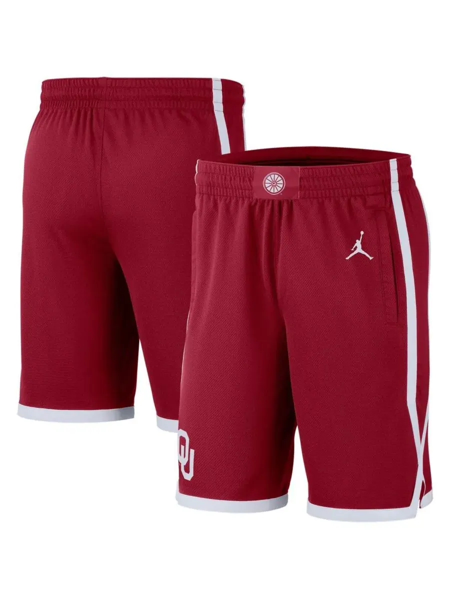 Jordan Мужские баскетбольные шорты с красной окантовкой команды Oklahoma Sooners