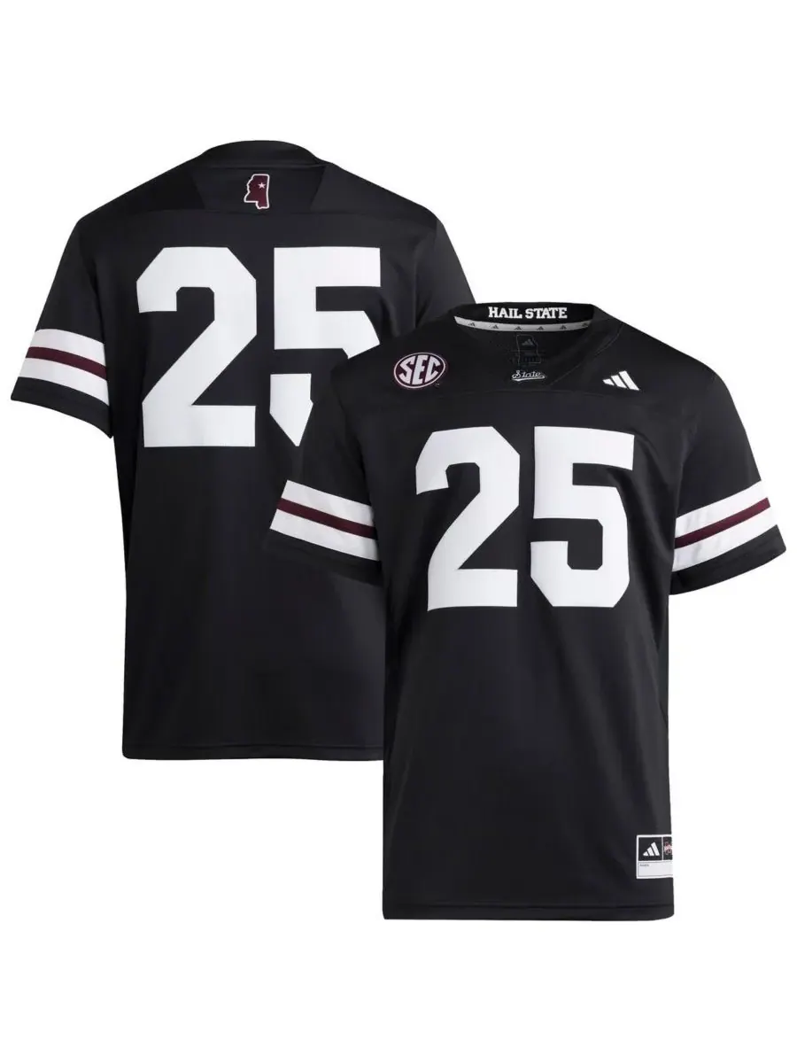 Adidas Мужская черная футболка Mississippi State Bulldogs Premier Strategy, размер 25