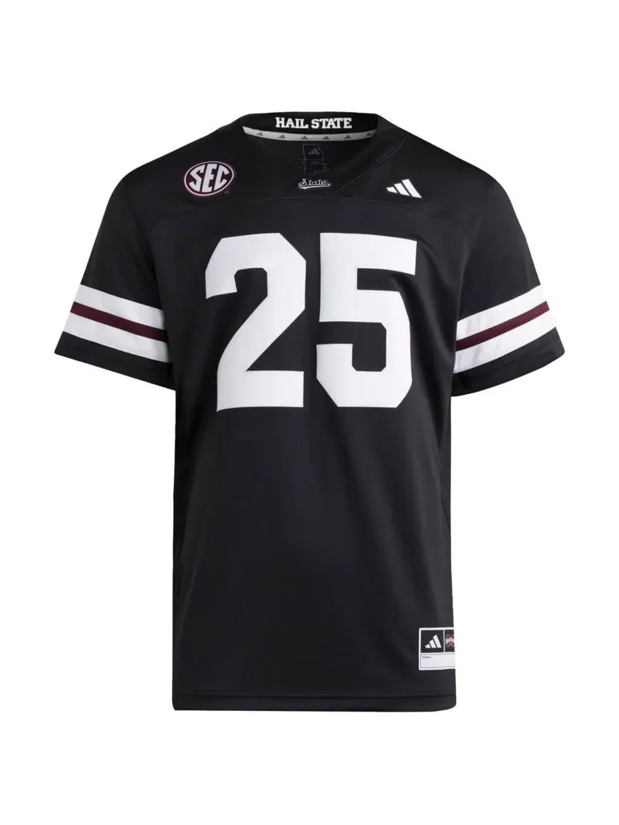 Adidas Мужская черная футболка Mississippi State Bulldogs Premier Strategy, размер 25 — изображение 2 из 3, черный