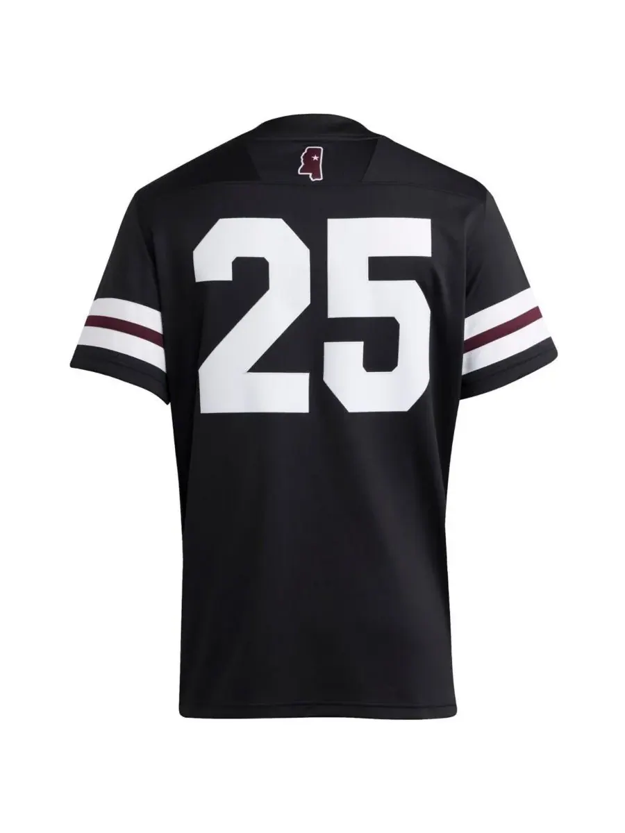 Adidas Мужская черная футболка Mississippi State Bulldogs Premier Strategy, размер 25 — изображение 3 из 3, черный
