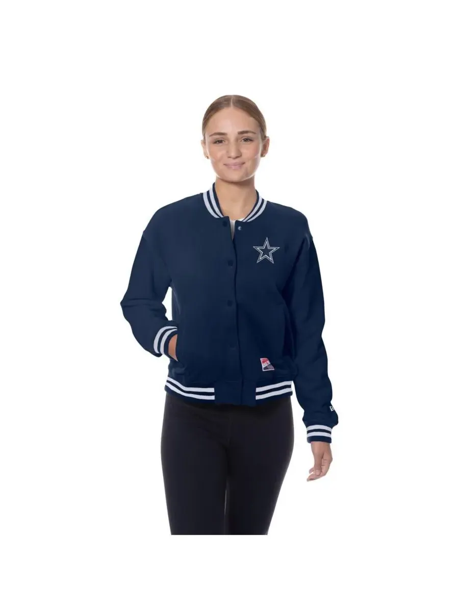 New Era Женская флисовая куртка темно-синего цвета с логотипом Dallas Cowboys, застегивающаяся на