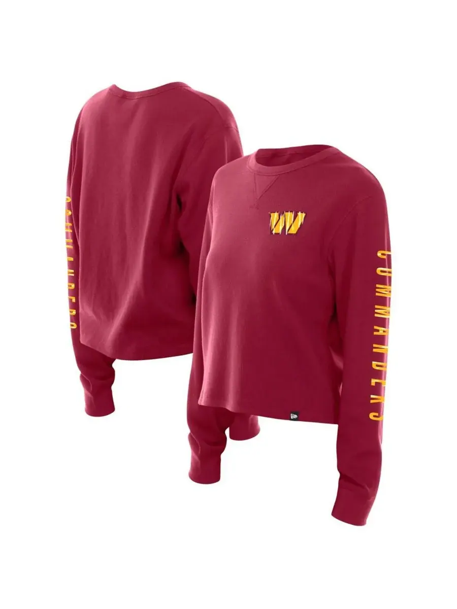 New Era Женская бордовая термофутболка с длинными рукавами Washington Commanders Sport Night