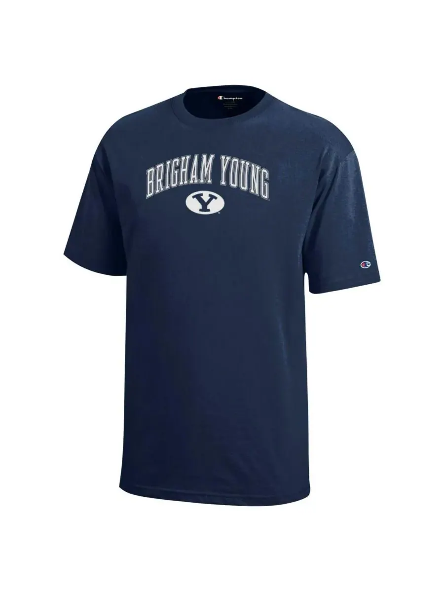 Champion Футболка с логотипом команды BYU Cougars в синей форме для мальчиков и девочек — изображение 2 из 3, темно-синий