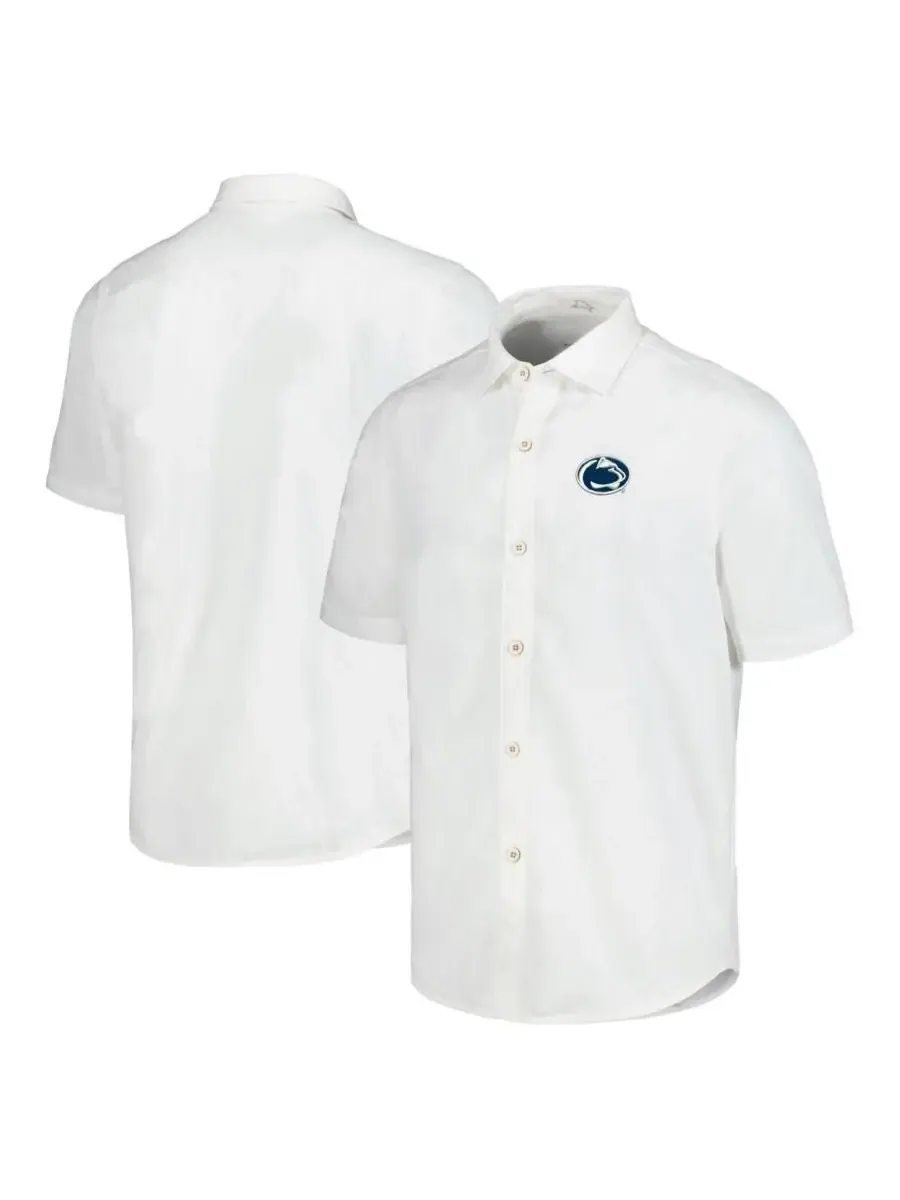Tommy Bahama Мужская белая рубашка на пуговицах Penn State Nittany Lions Coconut Point Palm Vista