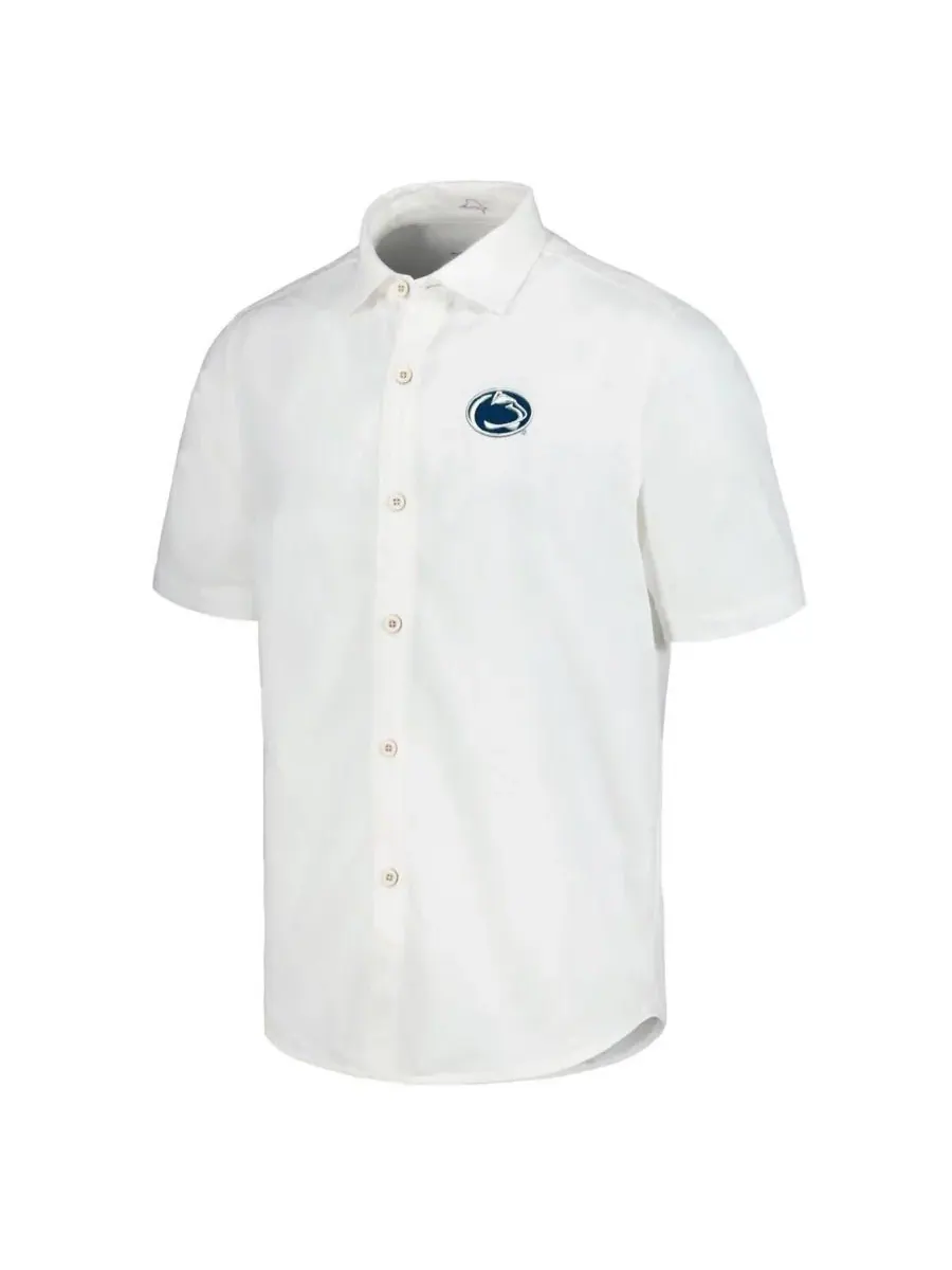 Tommy Bahama Мужская белая рубашка на пуговицах Penn State Nittany Lions Coconut Point Palm Vista — изображение 2 из 3, белый