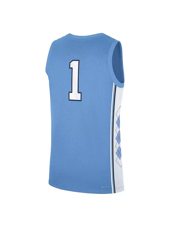 Мужская баскетбольная майка Carolina Blue North Carolina Tar Heels Road Replica Jordan — изображение 2 из 3