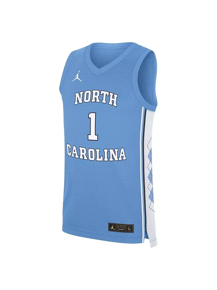 Мужская баскетбольная майка Carolina Blue North Carolina Tar Heels Road Replica Jordan — изображение 3 из 3