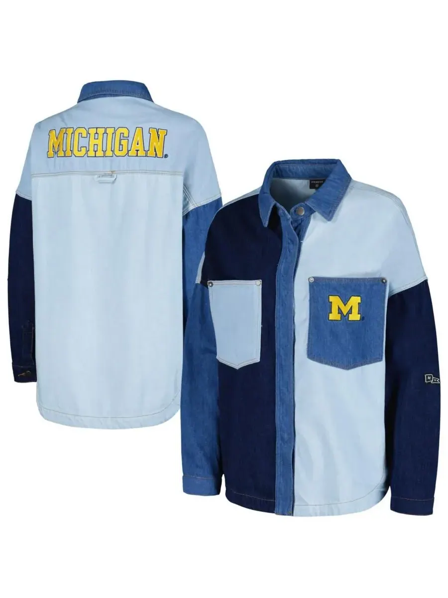 Hype And Vice Женская джинсовая куртка Michigan Wolverines Multi-Hit Hometown Full-Snap Jacket — синий