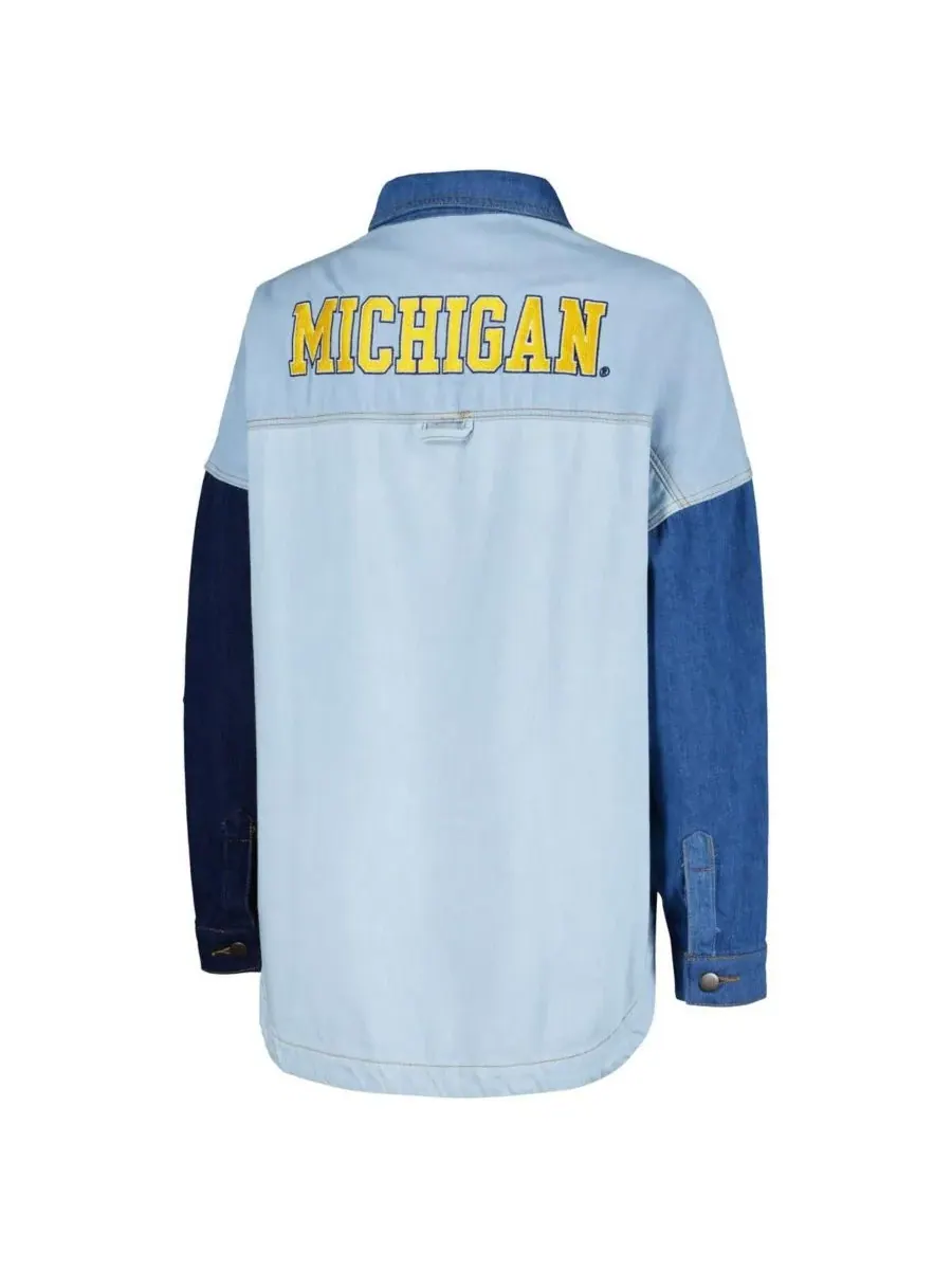 Hype And Vice Женская джинсовая куртка Michigan Wolverines Multi-Hit Hometown Full-Snap Jacket — изображение 2 из 3