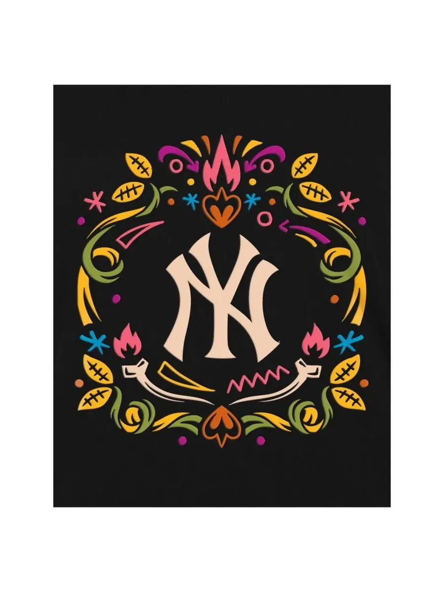 Черная женская футболка с v-образным вырезом New York Yankees Dia De Los Muertos New Era — изображение 4 из 4, черный