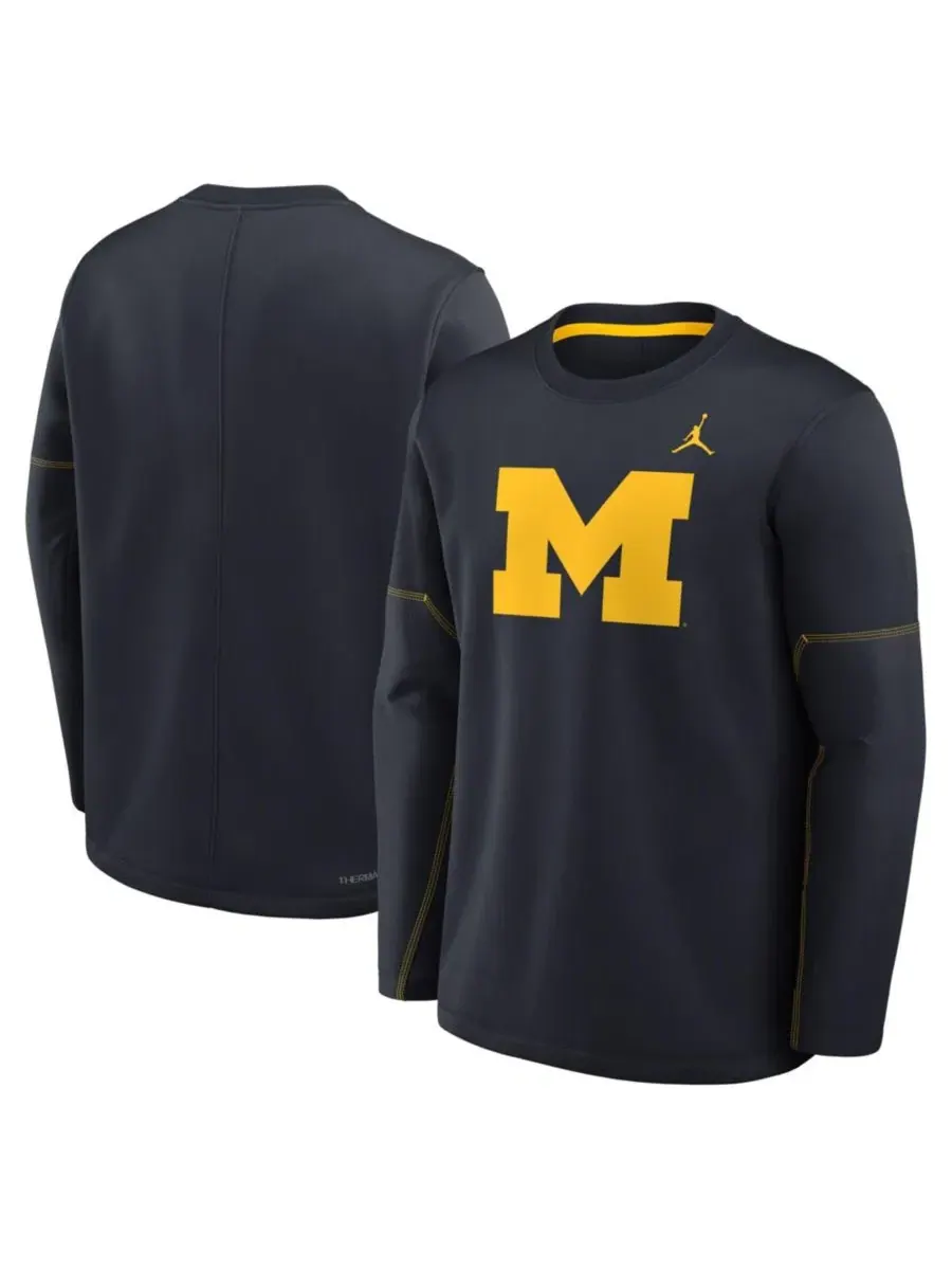 Футболка с длинным рукавом Michigan Wolverines 2026 Sideline Coaches Therma-FIT Jordan