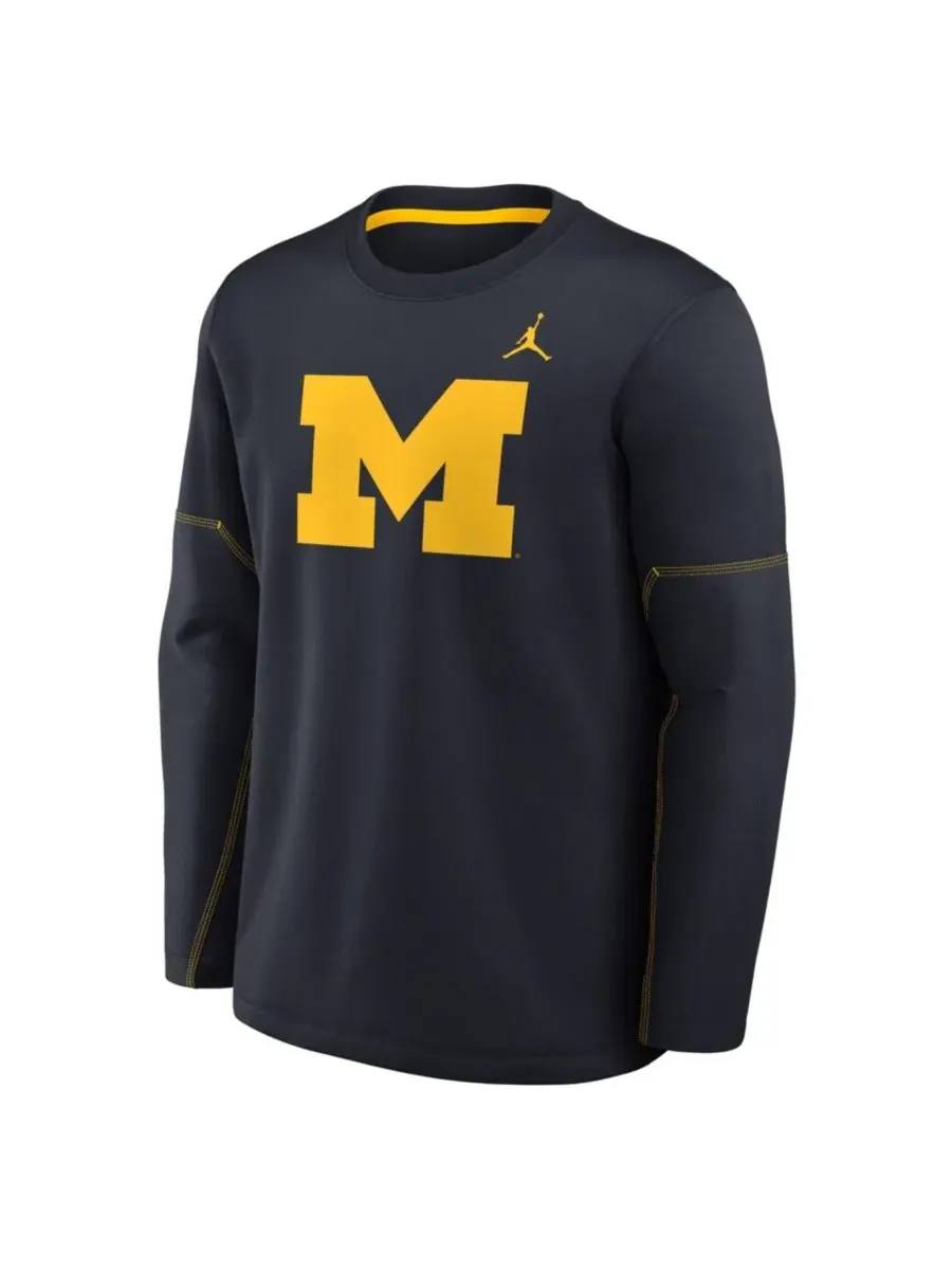 Футболка с длинным рукавом Michigan Wolverines 2026 Sideline Coaches Therma-FIT Jordan — изображение 2 из 3, темно-синий