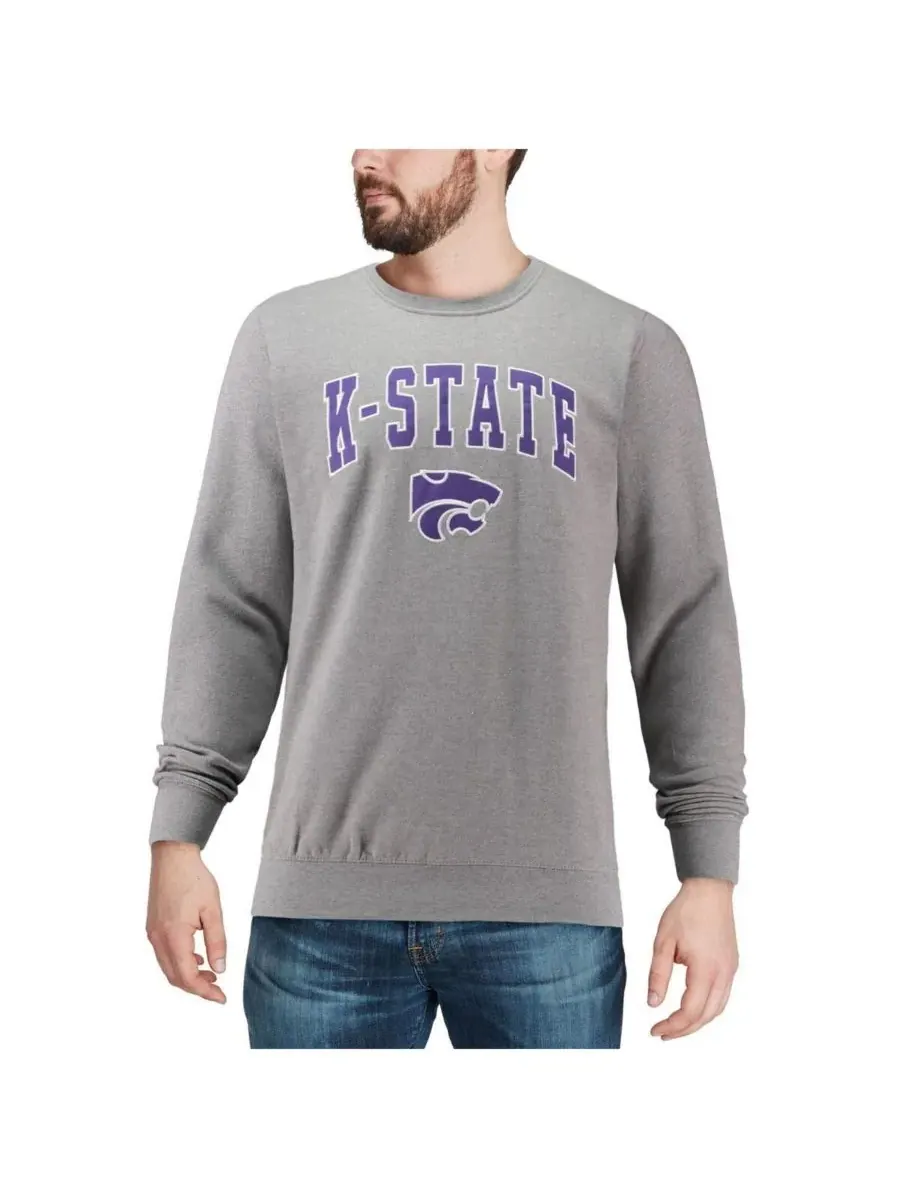 Мужская толстовка с круглым вырезом и логотипом команды Kansas State Wildcats Colosseum — изображение 4 из 6, серый