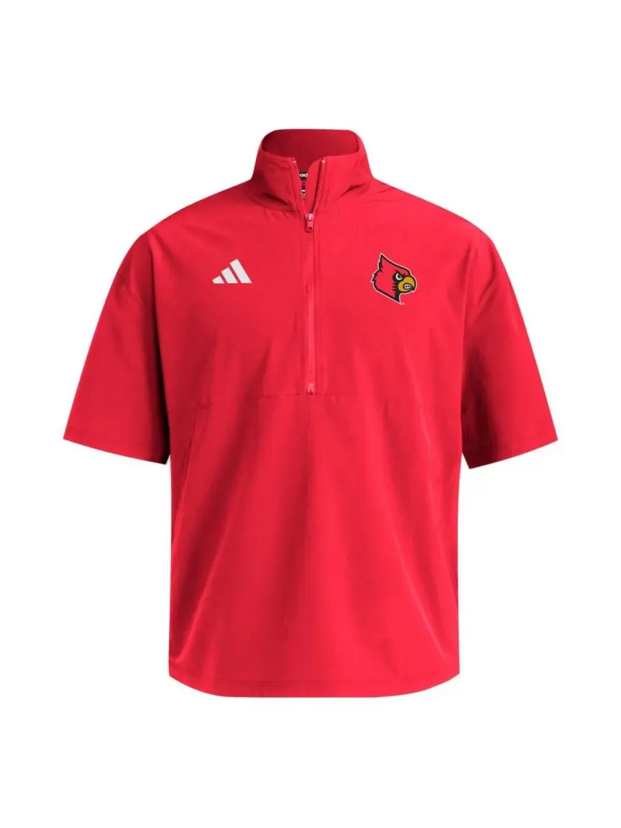 Adidas Мужская красная тканая толстовка с коротким рукавом и молнией в стиле Louisville Cardinals — изображение 2 из 3