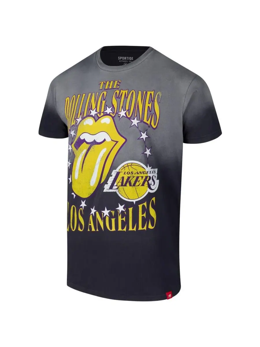 Футболка с принтом Rolling Stones x Los Angeles Lakers Bingham Collab Sportiqe — изображение 2 из 3, серый