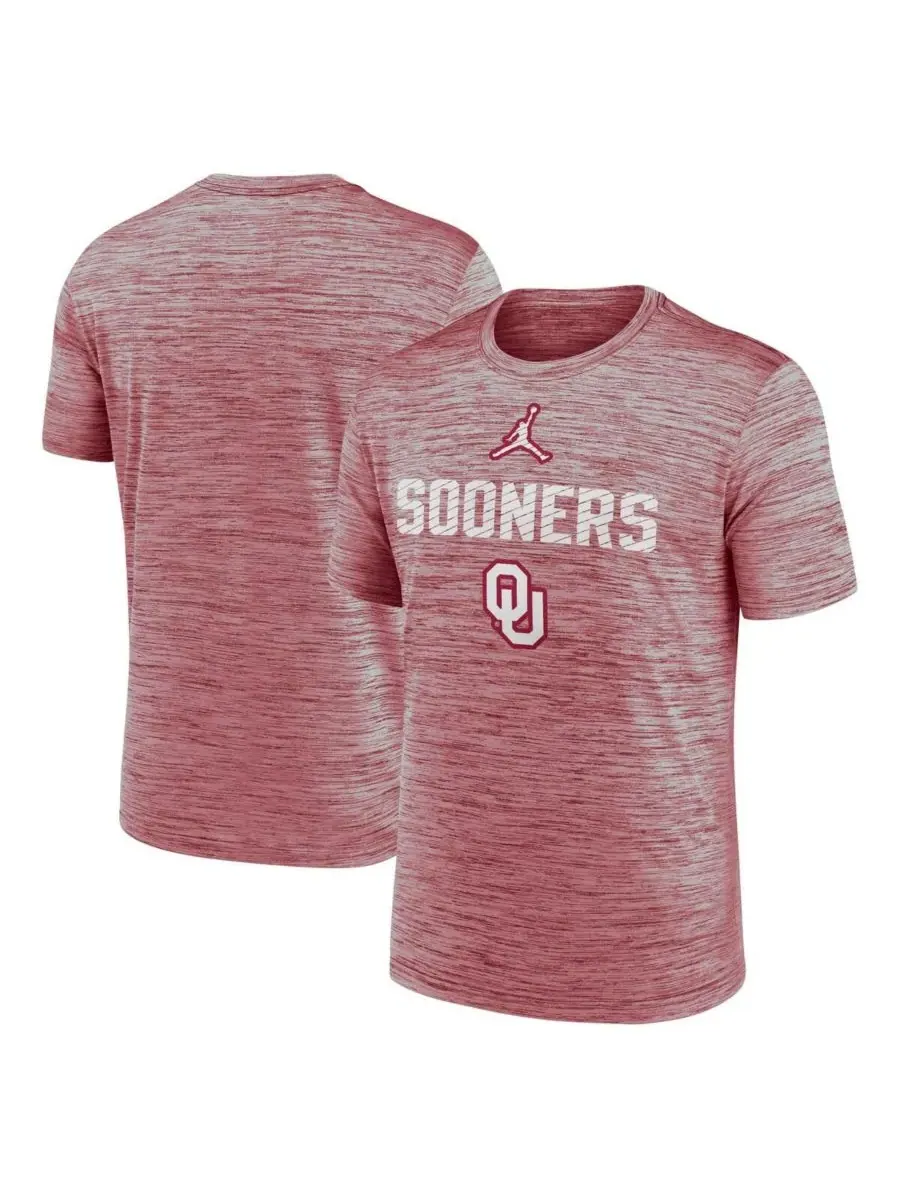 Jordan Мужская футболка Crimson Oklahoma Sooners Campus Slant Velocity Performance
