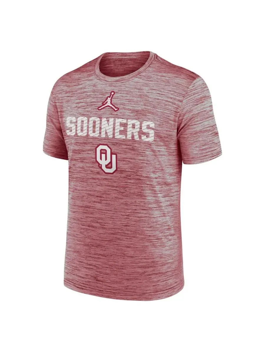 Jordan Мужская футболка Crimson Oklahoma Sooners Campus Slant Velocity Performance — изображение 3 из 3, красный