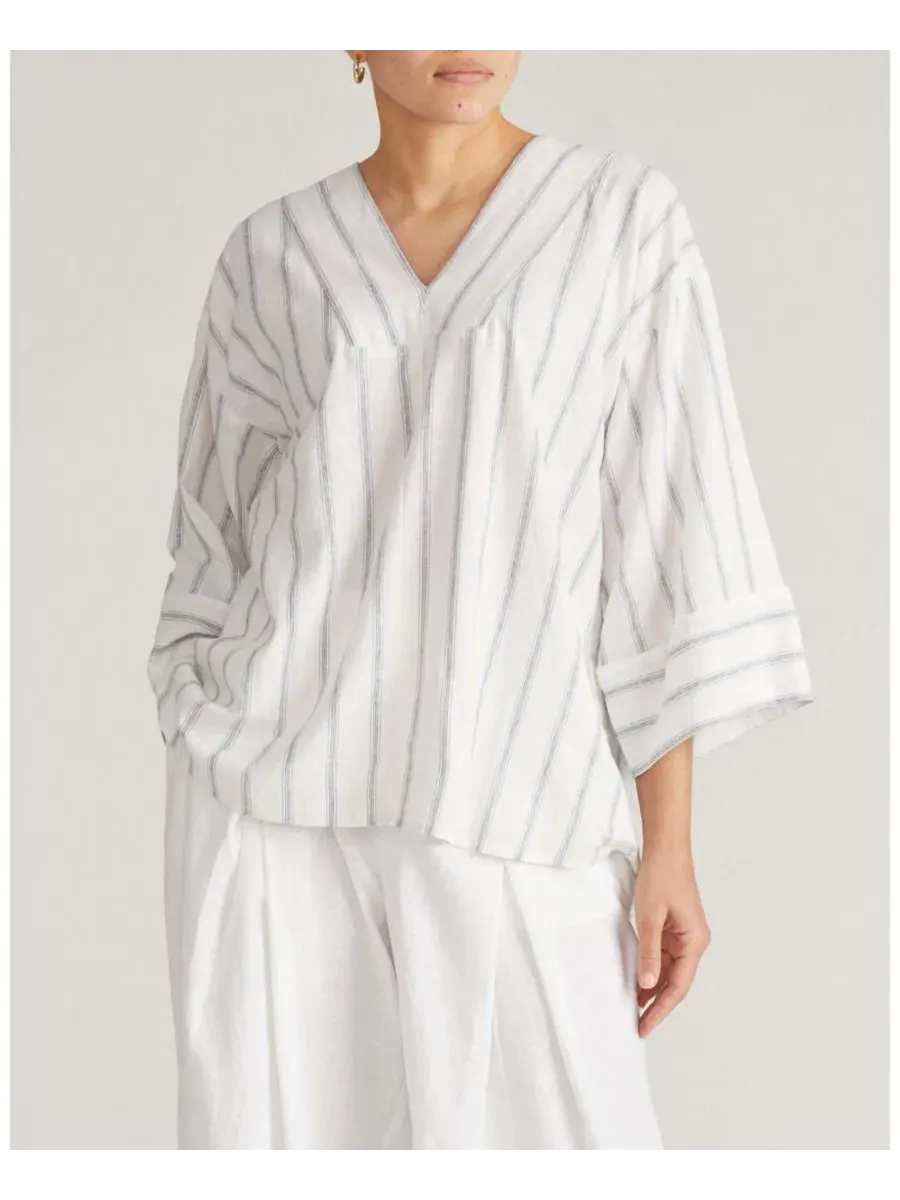 Блуза свободного кроя с V-образным вырезом и широкими рукавами Elio V-Neck Linen Top Universal