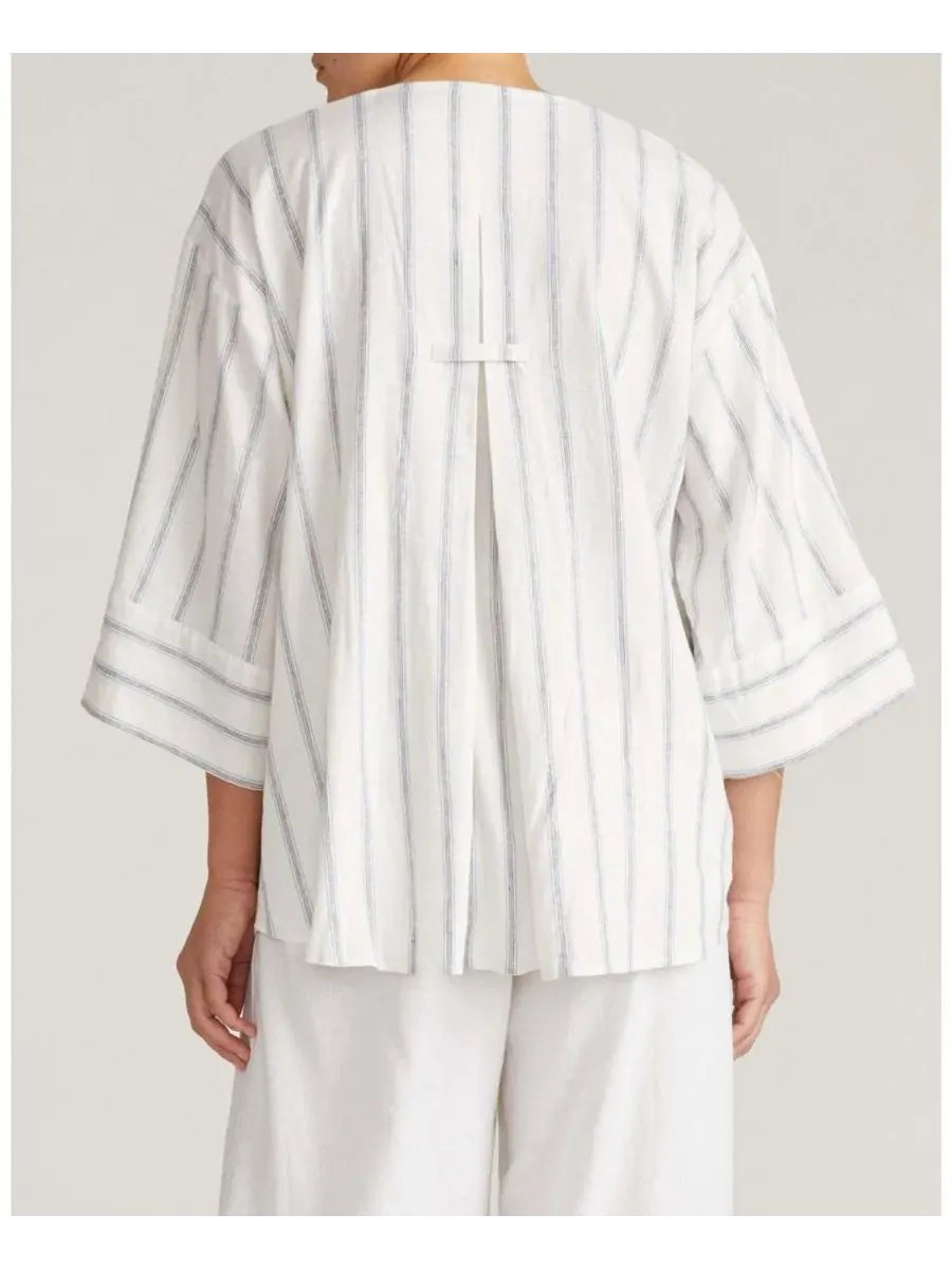 Блуза свободного кроя с V-образным вырезом и широкими рукавами Elio V-Neck Linen Top Universal — изображение 2 из 3