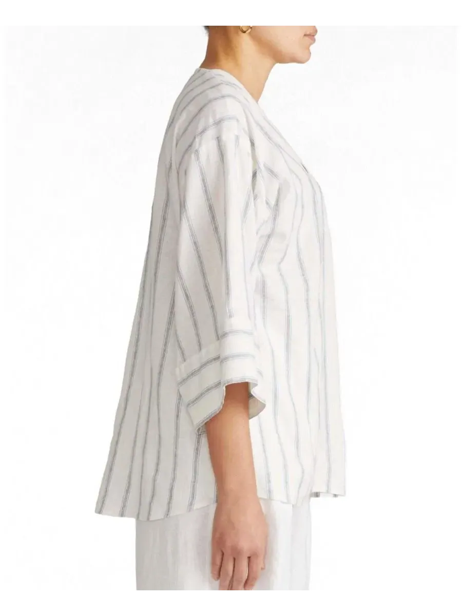 Блуза свободного кроя с V-образным вырезом и широкими рукавами Elio V-Neck Linen Top Universal — изображение 3 из 3