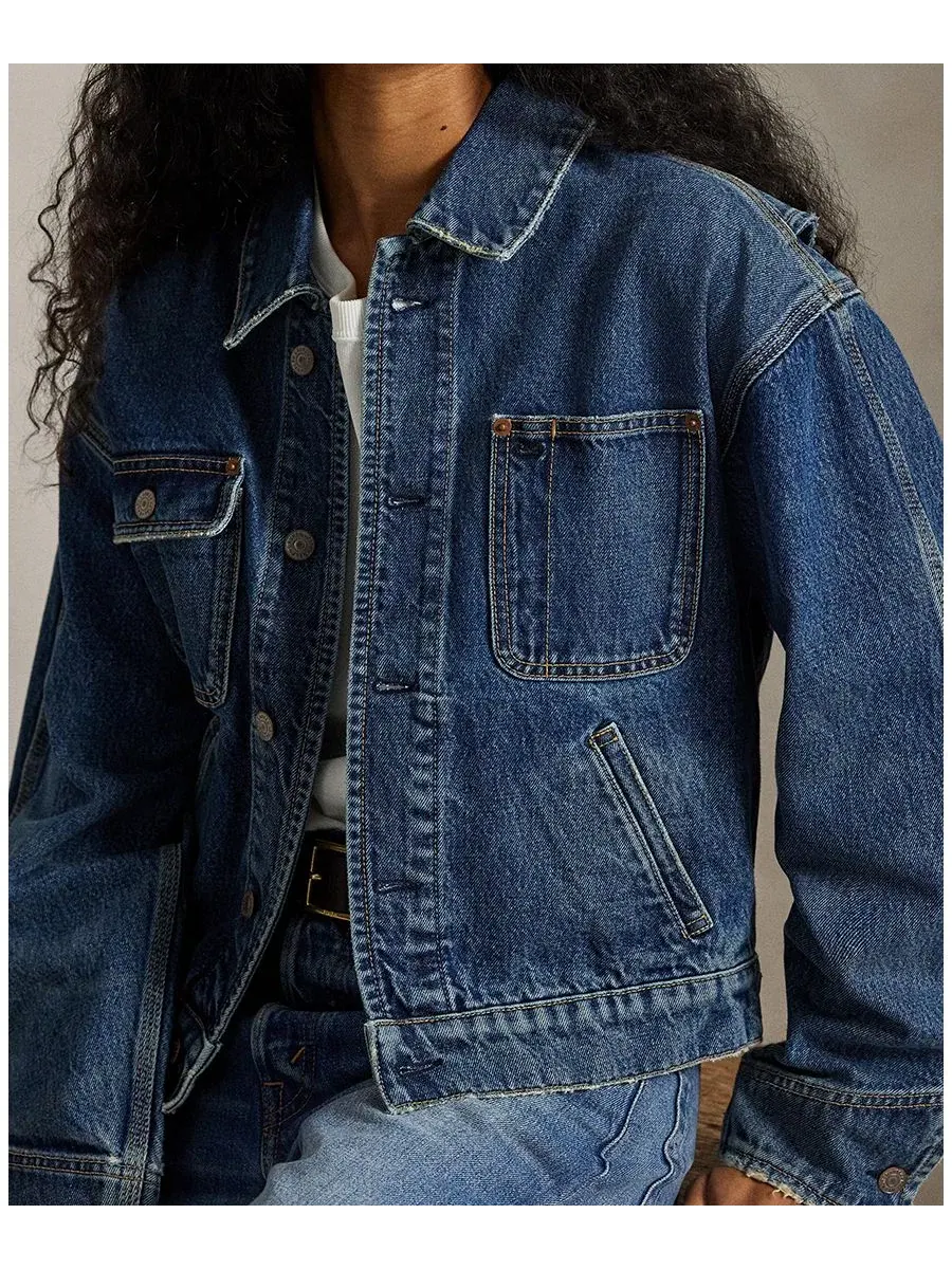 Женская джинсовая куртка с широким воротником Polo Ralph Lauren — изображение 3 из 7