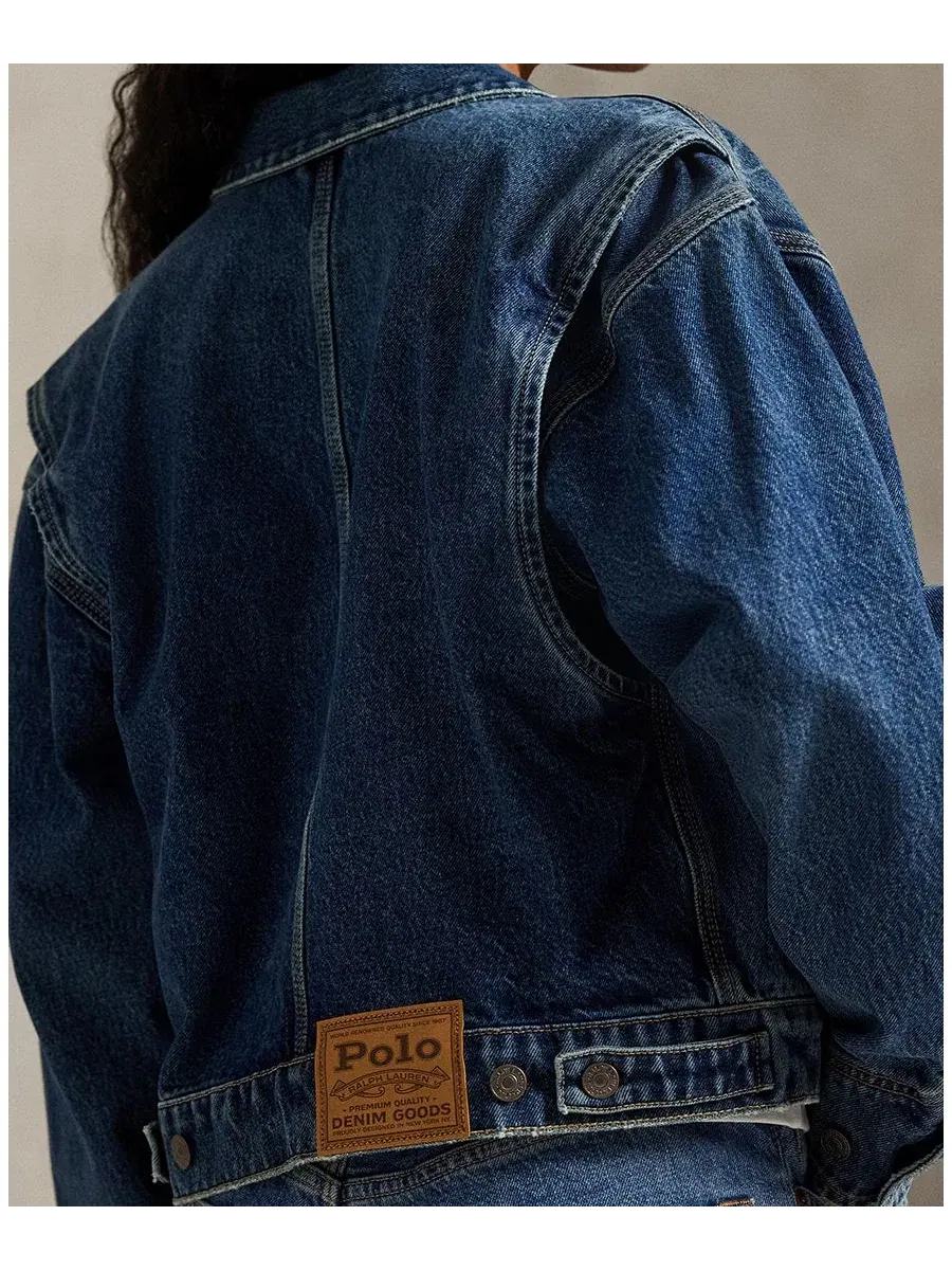 Женская джинсовая куртка с широким воротником Polo Ralph Lauren — изображение 4 из 7