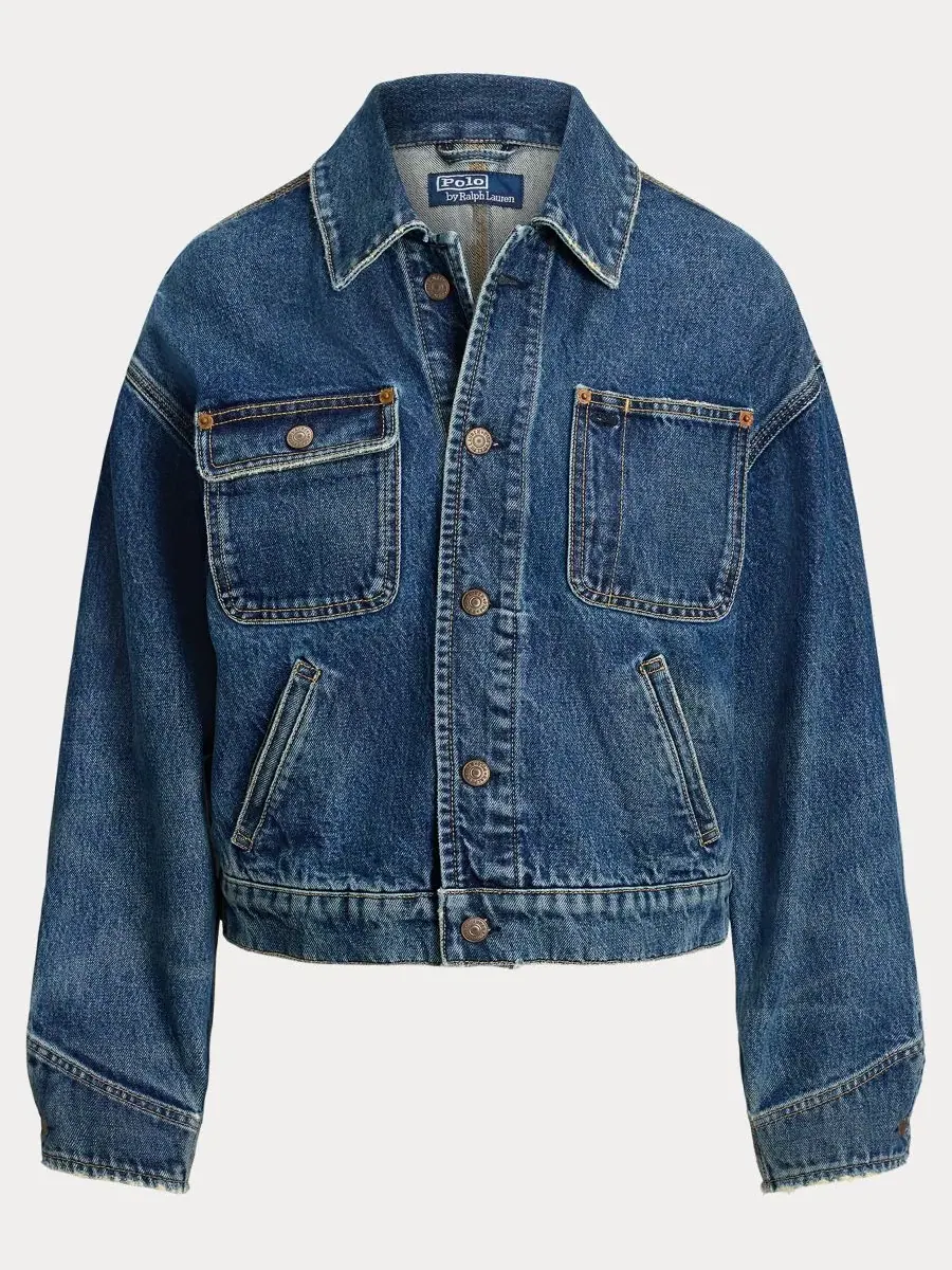 Женская джинсовая куртка с широким воротником Polo Ralph Lauren — изображение 7 из 7