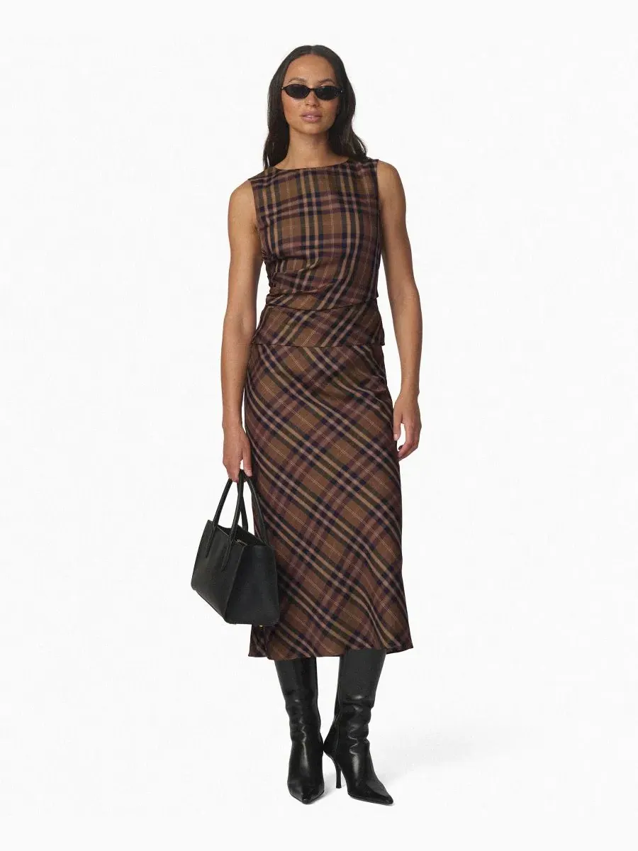 Топ без рукавов The Meg Plaid Joe's Jeans, Camel Plaid — изображение 2 из 7
