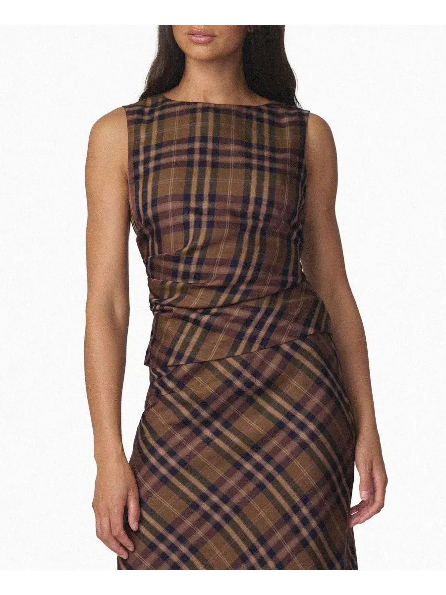 Топ без рукавов The Meg Plaid Joe's Jeans, Camel Plaid — изображение 6 из 7