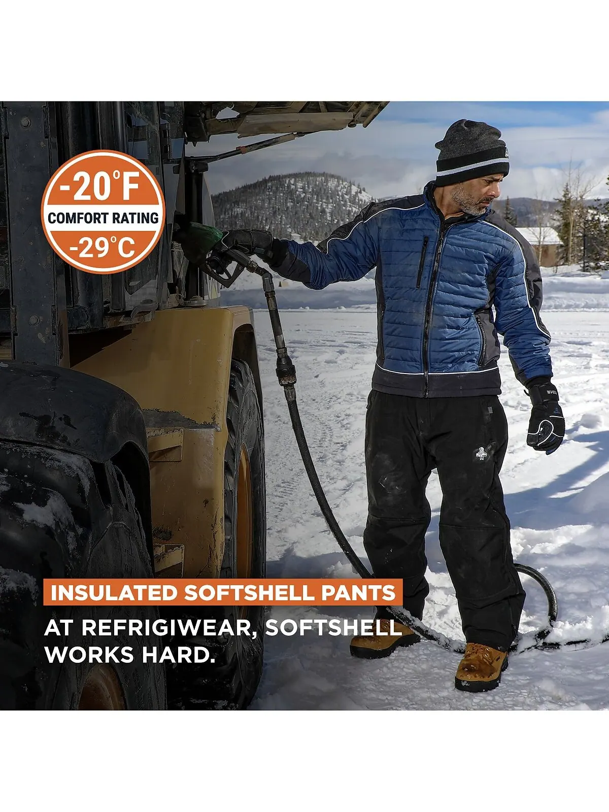 Мужские теплые водонепроницаемые утепленные брюки Softshell RefrigiWear — изображение 2 из 3, черный