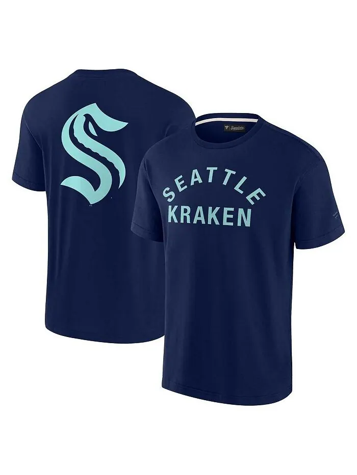 Мужская и женская супермягкая футболка с короткими рукавами Deep Sea Blue Seattle Kraken Fanatics