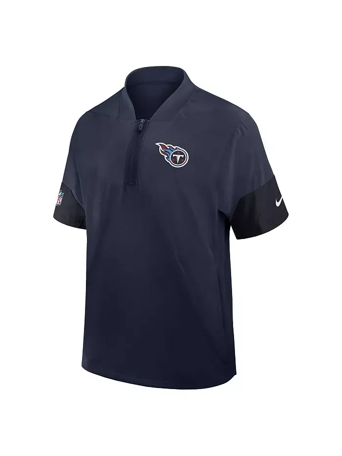 Мужская тренерская куртка с четверть-молнией и короткими рукавами Tennessee Navy Titans, для — изображение 2 из 3