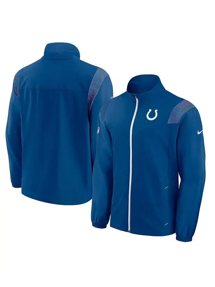 Мужская куртка с молнией Royal Indianapolis Colts с тканым логотипом Nike