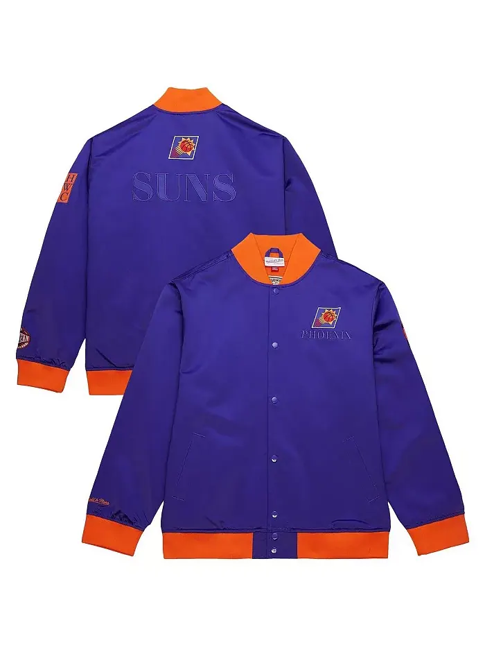 Мужская легкая атласная куртка на молнии Phoenix Suns Hardwood Classics Team OG 3.0 фиолетового