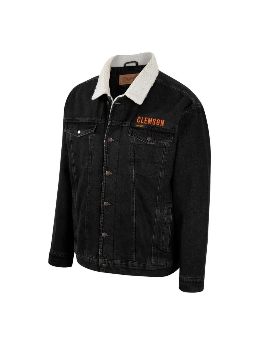 Colosseum Мужская джинсовая куртка Wrangler в стиле вестерн с пуговицами, цвет угольно-серый, с — изображение 2 из 3