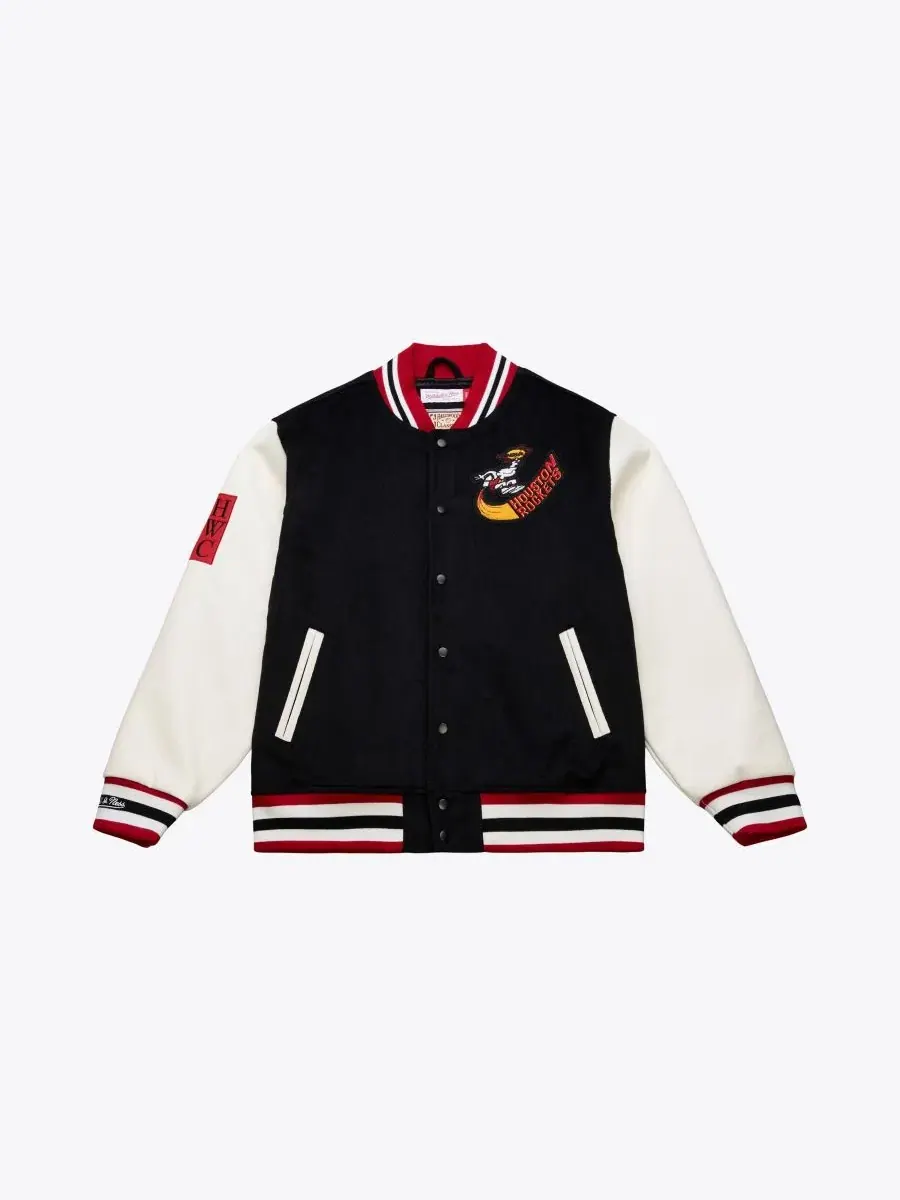 Ветровка-университетка с принтом Hardwood Classics Off Day Full-Snap Mitchell & Ness — изображение 2 из 5, черный белый